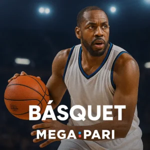 Jugador de baloncesto sosteniendo el balón y preparándose para lanzar durante un partido nocturno. Apuestas de básquet en MegaPari Argentina: NBA, Euroliga y torneos internacionales con cuotas competitivas y apuestas en directo.