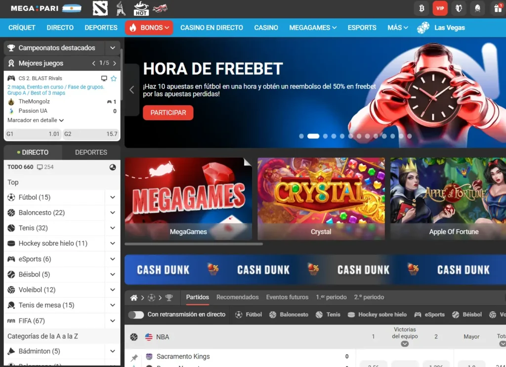 MegaPari Argentina – apuestas deportivas online con bono de bienvenida, freebet y mejores cuotas en fútbol, tenis, baloncesto y eSports.